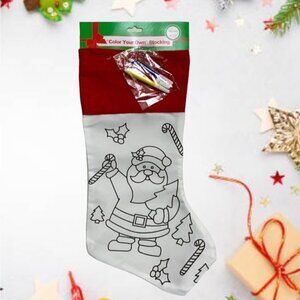 Christmas Stocking Color Your Own Stocking Fabric Stocking With Markers  17 in